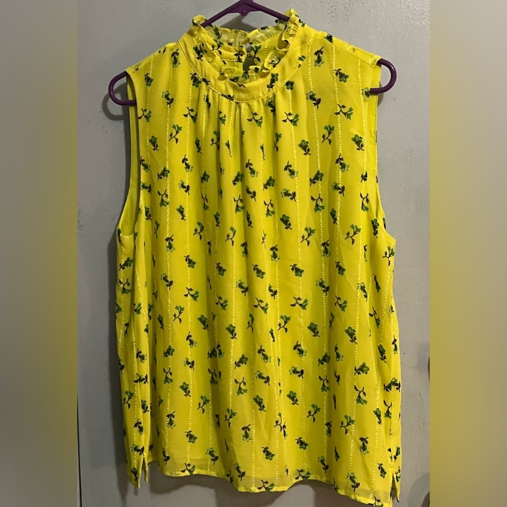 CECE Floral-Print Mock-Neck Top NWOT